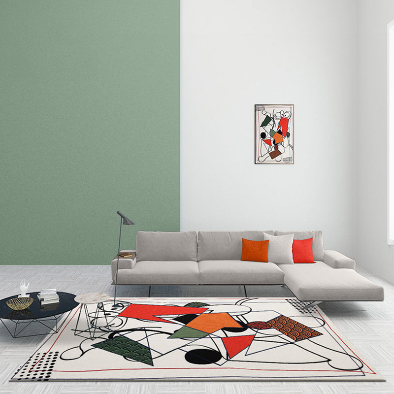 Lisslune | Multicolor Abstract Rug Polyester Modern Rug Washable Non-Slip Pet-Friendly Rug for the Living Room