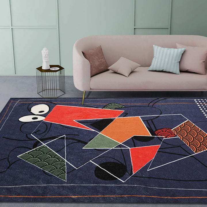 Lisslune | Multicolor Abstract Rug Polyester Modern Rug Washable Non-Slip Pet-Friendly Rug for the Living Room