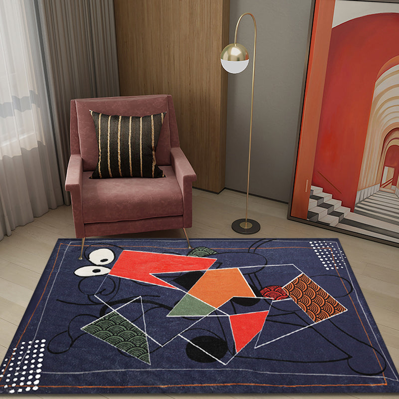 Lisslune | Multicolor Abstract Rug Polyester Modern Rug Washable Non-Slip Pet-Friendly Rug for the Living Room