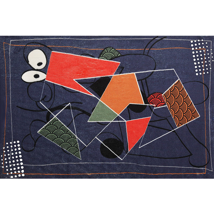 Lisslune | Multicolor Abstract Rug Polyester Modern Rug Washable Non-Slip Pet-Friendly Rug for the Living Room