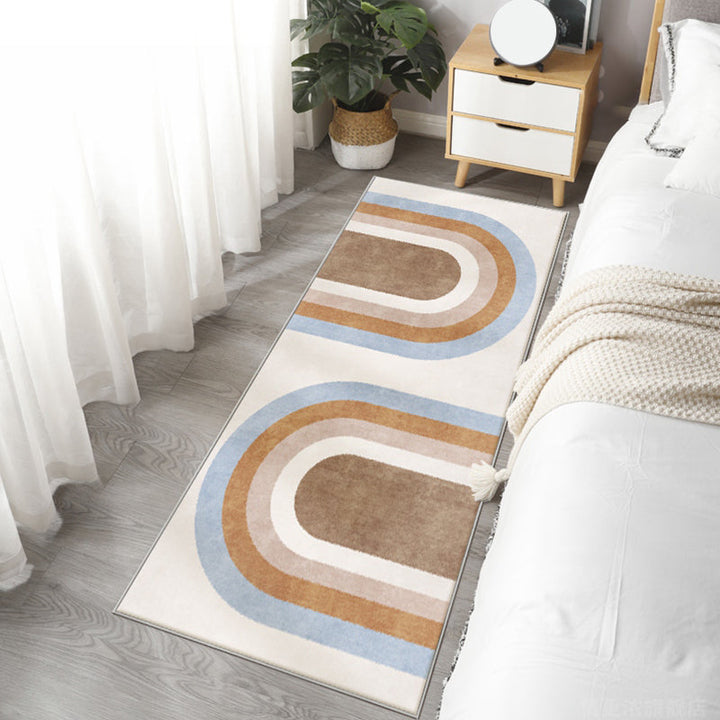 Lisslune | Stylish brown Nordic carpet polyester geometric pattern carpet washable pet-friendly non-slip carpet for the living room