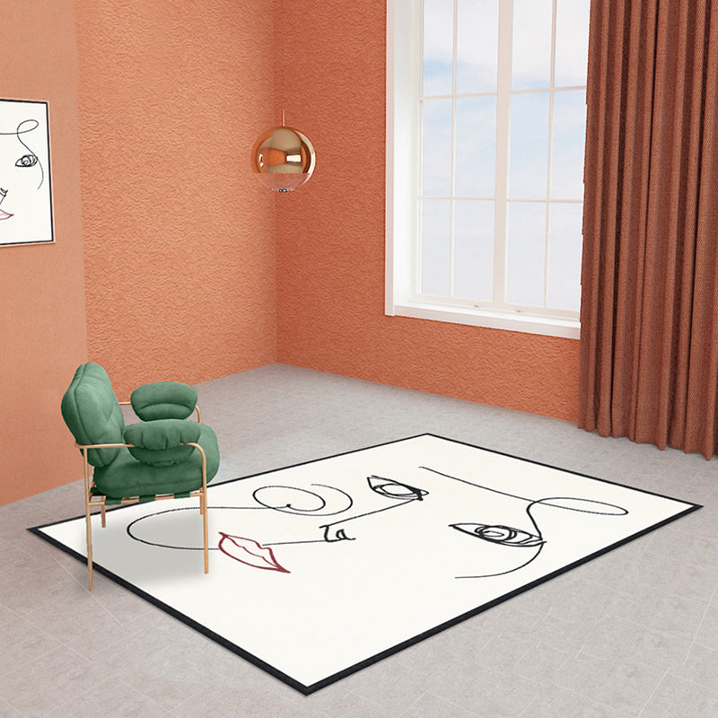 Lisslune | Beige Abstract Rug Polyester Modern Rug Washable Non-Slip Pet-Friendly Area Rug for the Living Room