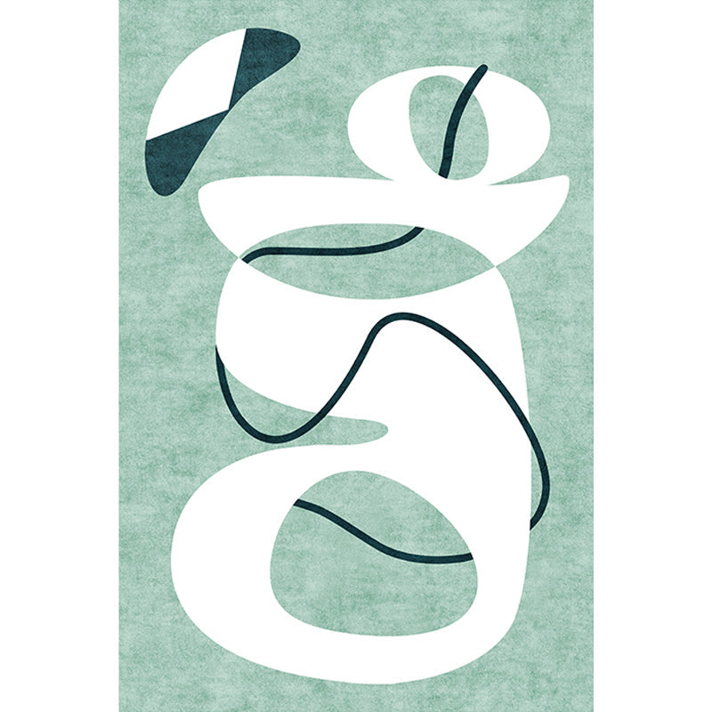 Lisslune | Novelty Abstract Rug Green Polyester Rug Non-Slip Back Washable Pet-Friendly Rug for Home