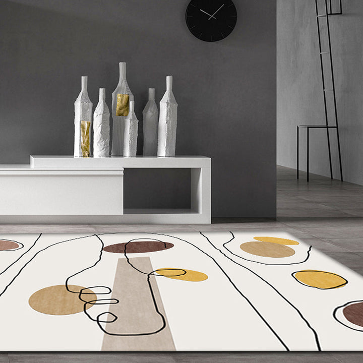 Lisslune | Green and Beige Abstract Carpet Polyester Modern Carpet Washable Non-Slip Pet-Friendly Area Rug for Living Room