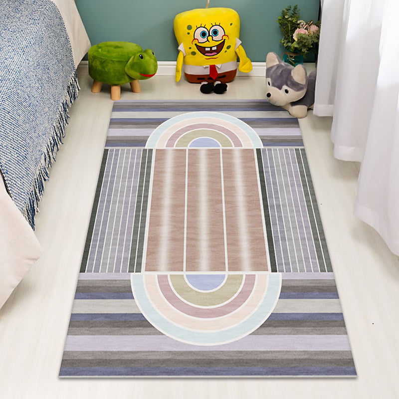Lisslune | Casual Modernism Rug Brown Striped Pattern Rug Pet Friendly Non-Slip Washable Rug for Decoration