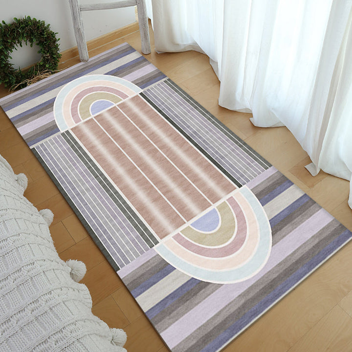 Lisslune | Casual Modernism Rug Brown Striped Pattern Rug Pet Friendly Non-Slip Washable Rug for Decoration