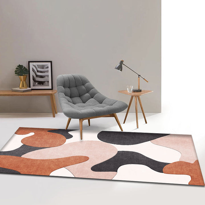 Lisslune | Modern Colorblock Rug Multicolored Polyester Rug Non-slip Backing Washable Pet-friendly Rug for Home