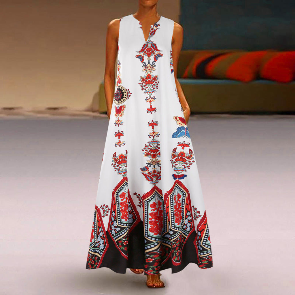 Women's maxi dress with floral design and flared hem Lisslune