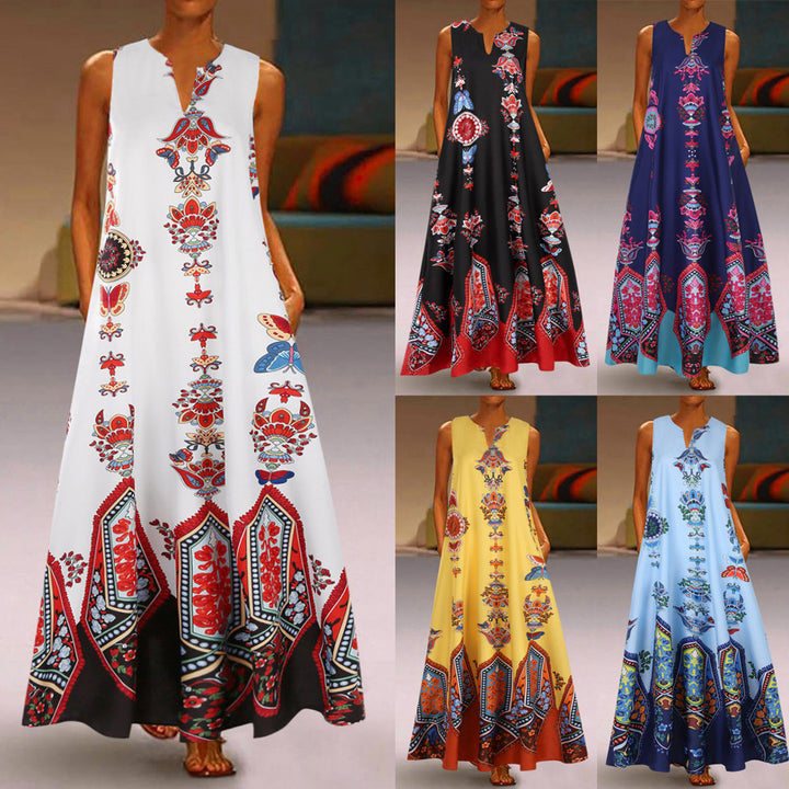 Women's maxi dress with floral design and flared hem Lisslune