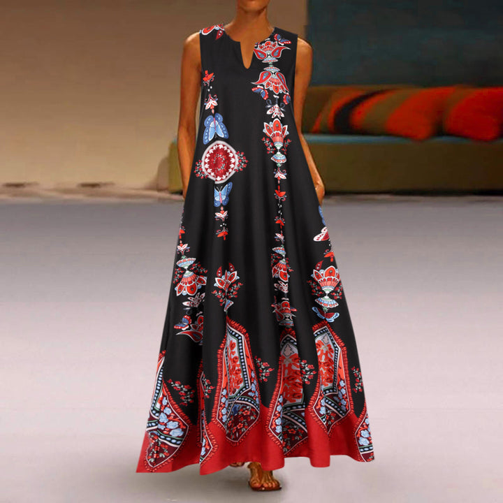 Women's maxi dress with floral design and flared hem Lisslune