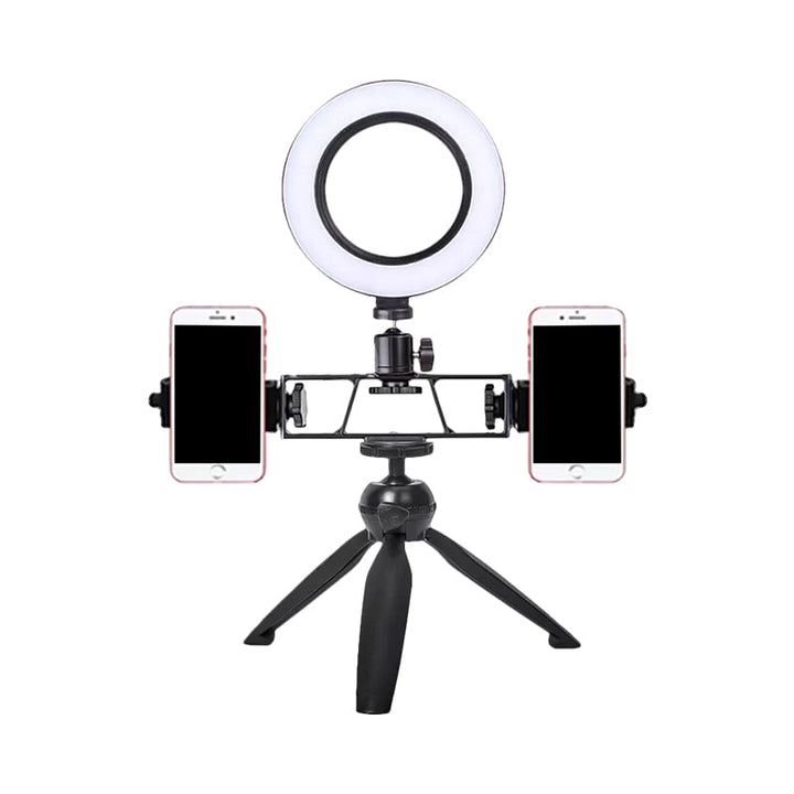 Lisslune | Iron Round Mirror Light Contemporary LED Black Fill Lamp with Tripod Design