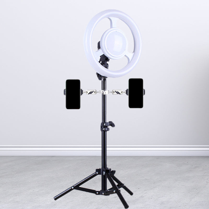 Lisslune | Simplicity Ring Make-Up Light Metal Phone Holder USB LED Brightening Light in Black