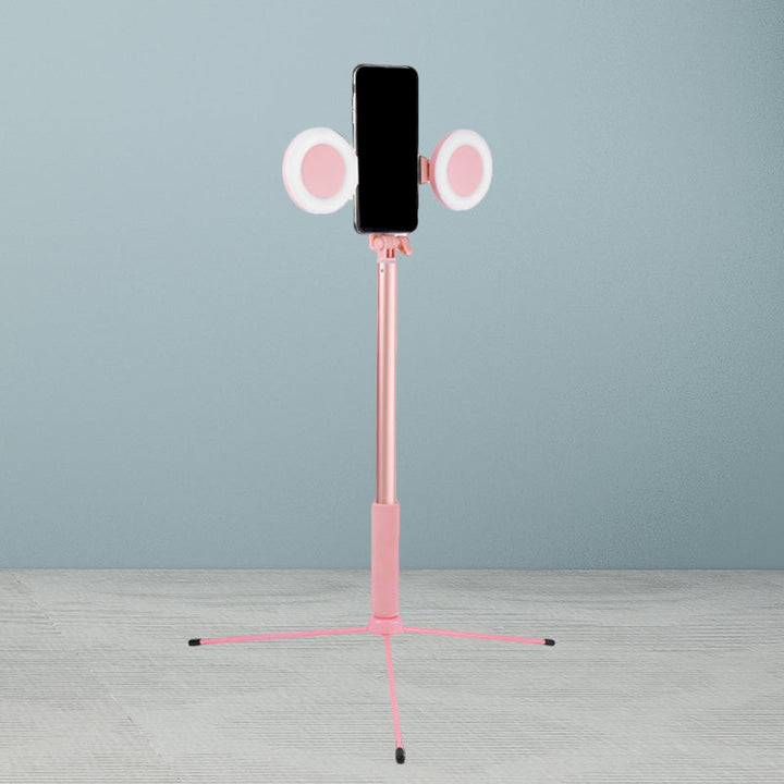 Lisslune | Iron Round Make-Up Lighting Contemporary Style LED Fill Light in Pink with USB Connection