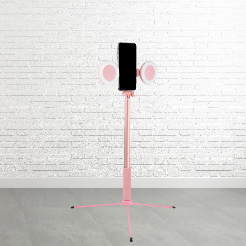 Lisslune | Iron Round Make-Up Lighting Contemporary Style LED Fill Light in Pink with USB Connection