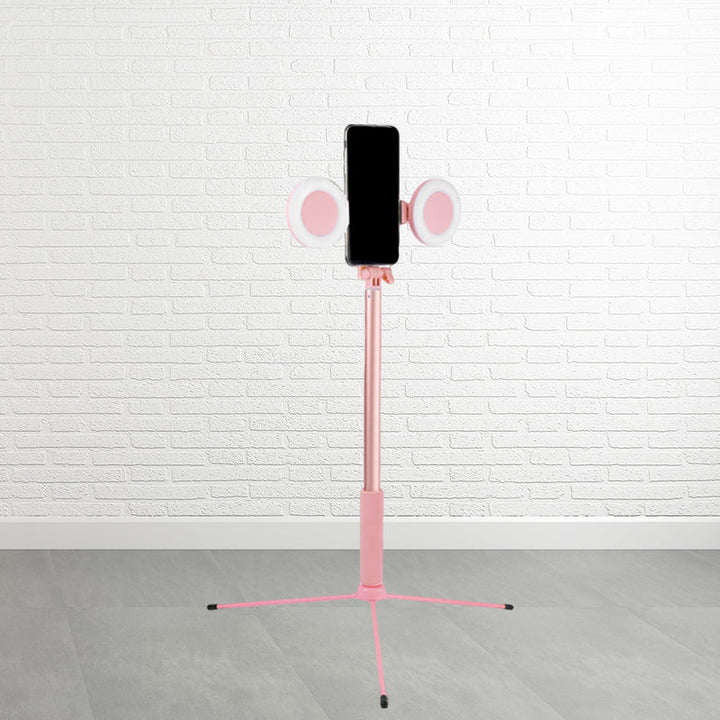Lisslune | Iron Round Make-Up Lighting Contemporary Style LED Fill Light in Pink with USB Connection