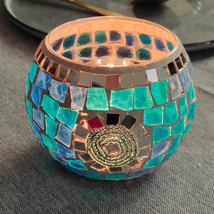 Lisslune | European Retro Glass Mosaic Tealight Holder