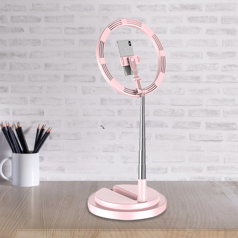 Lisslune | Round Metal USB Makeup Lamp Minimalist Black/White/Pink LED Fill Light for Phone Stand