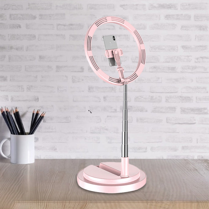 Lisslune | Round Metal USB Makeup Lamp Minimalist Black/White/Pink LED Fill Light for Phone Stand