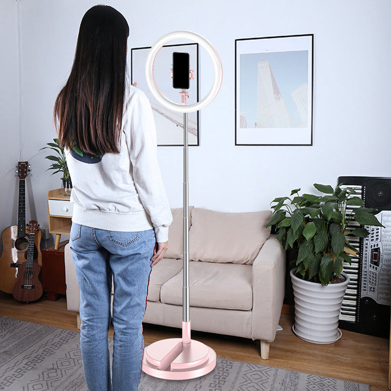 Lisslune | Round Metal USB Makeup Lamp Minimalist Black/White/Pink LED Fill Light for Phone Stand