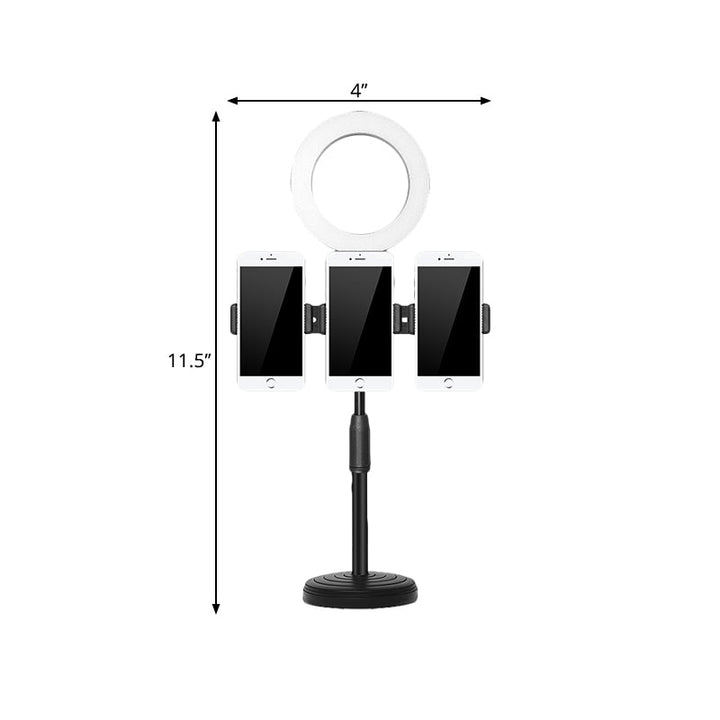Lisslune | Phone Support LED Fill Flush Lamp Modern Black Finish USB Makeup Light with Round Metal Shade
