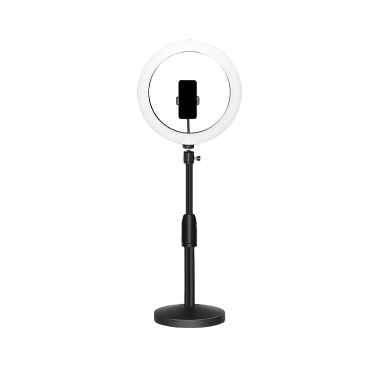 Lisslune | Minimalistic Circular Make-Up Lamp Metal Mobile Phone Holder USB LED Fill Light in Black