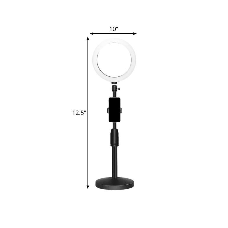 Lisslune | Minimalistic Circular Make-Up Lamp Metal Mobile Phone Holder USB LED Fill Light in Black