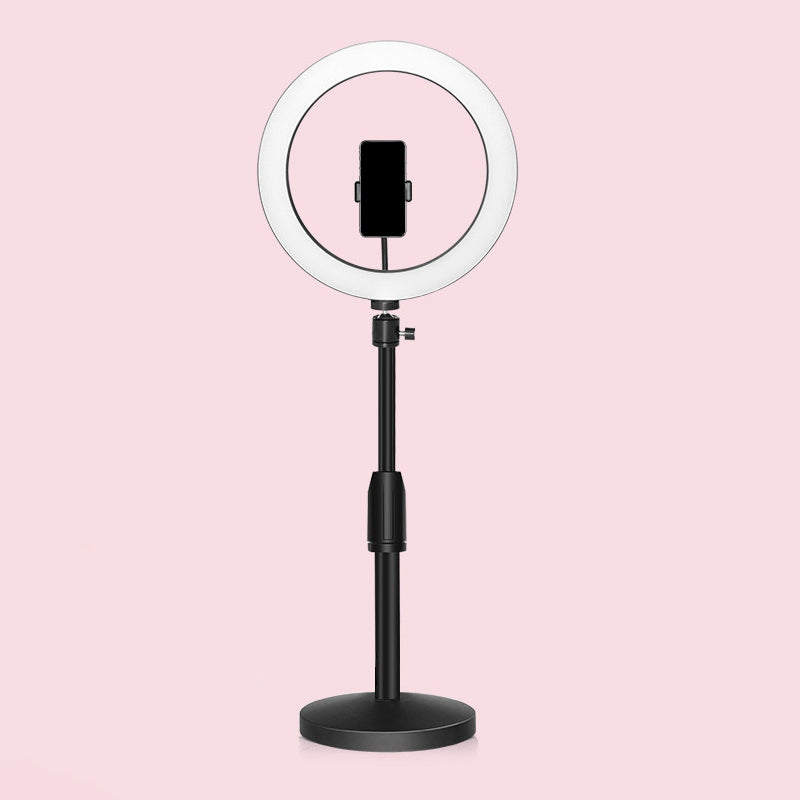 Lisslune | Minimalistic Circular Make-Up Lamp Metal Mobile Phone Holder USB LED Fill Light in Black