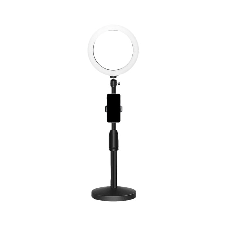 Lisslune | Minimalistic Circular Make-Up Lamp Metal Mobile Phone Holder USB LED Fill Light in Black