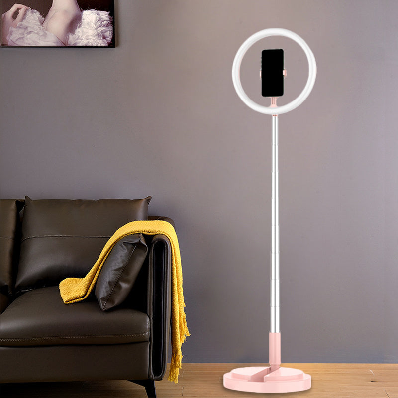 Lisslune | Modern Round LED Makeup Lamp Metallic Hand Holder USB Fill Light in Black/White/Pink