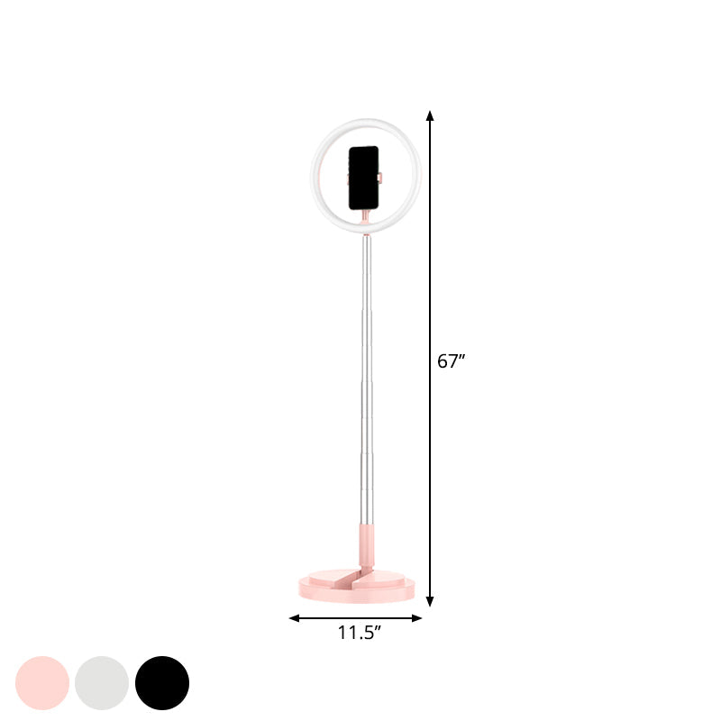 Lisslune | Modern Round LED Makeup Lamp Metallic Hand Holder USB Fill Light in Black/White/Pink