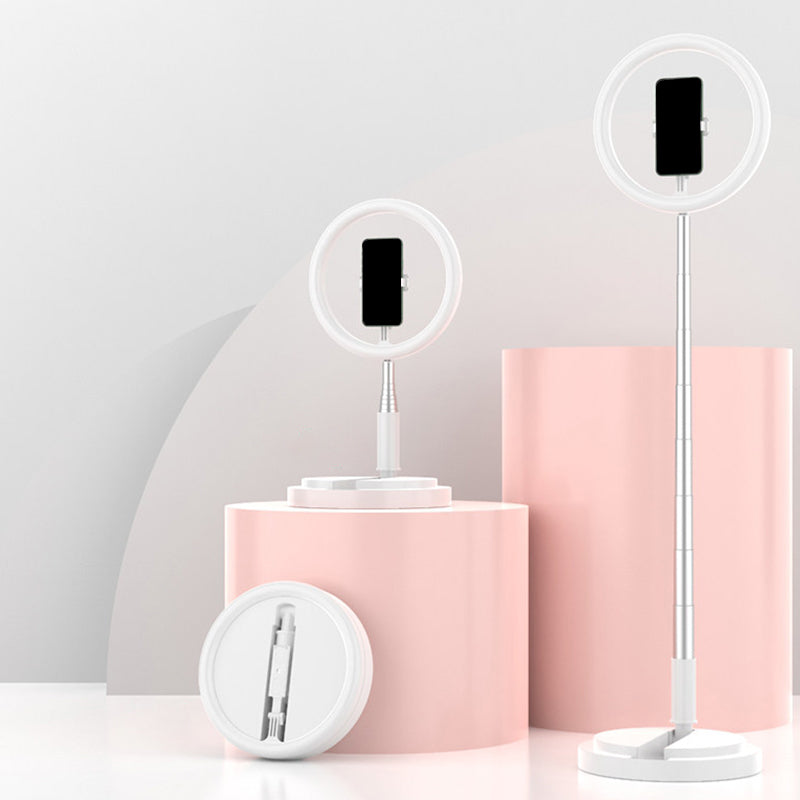 Lisslune | Modern Round LED Makeup Lamp Metallic Hand Holder USB Fill Light in Black/White/Pink