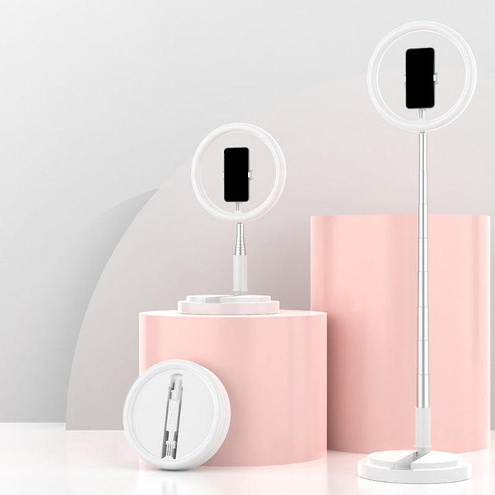 Lisslune | Modern Round LED Makeup Lamp Metallic Hand Holder USB Fill Light in Black/White/Pink