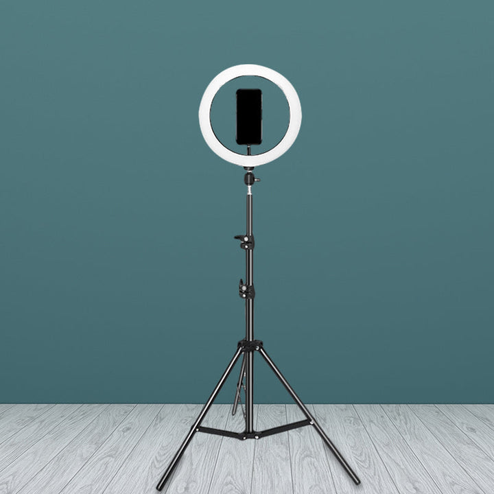 Lisslune | Metallic Round Make-Up Lamp Contemporary 63"/75" Long Black LED Overfill Flash Lamp with USB Connection