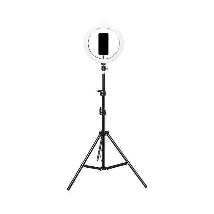 Lisslune | Metallic Round Make-Up Lamp Contemporary 63"/75" Long Black LED Overfill Flash Lamp with USB Connection