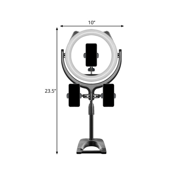 Lisslune | Minimal LED Mirror Lighting Black Surface Cat Ear USB Fill Lamp with Metallic Shade
