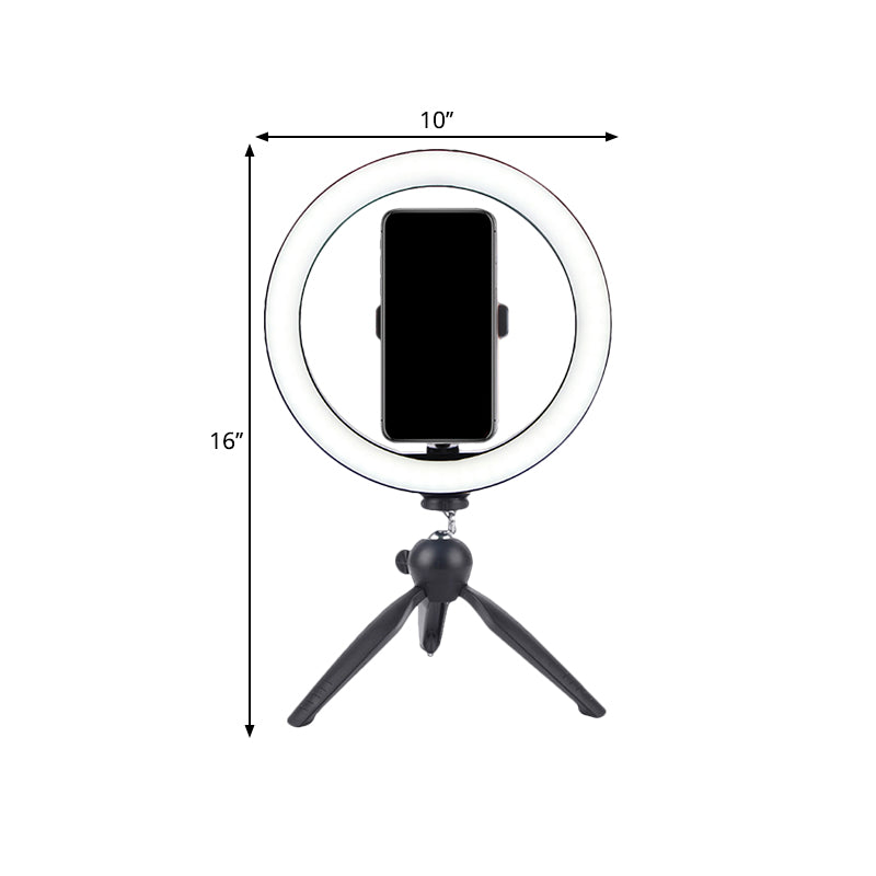 Lisslune | Circle Make-Up Lighting Modern Metal Handy Holder LED Fill Lamp in Black with Tripod Design