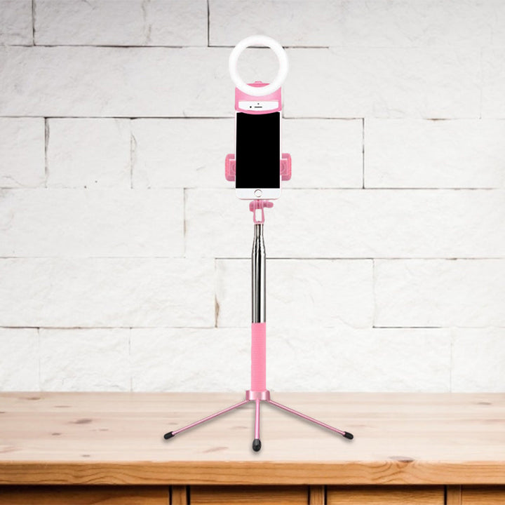 Lisslune | Ring Makeup Lamp Contemporary Metal Phone Holder LED Fill Light in Pink