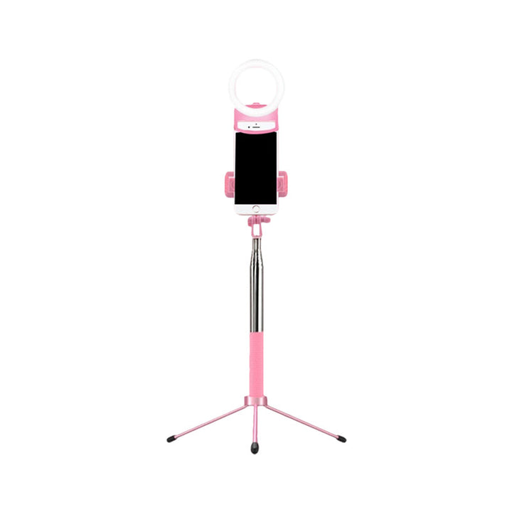 Lisslune | Ring Makeup Lamp Contemporary Metal Phone Holder LED Fill Light in Pink