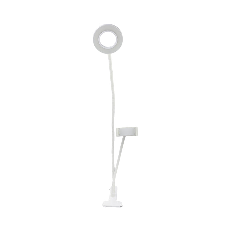 Lisslune | Metal Round USB Mirror Lamp Simplicity Black/White Finish Portable LED Fill Light with Flexible Arm