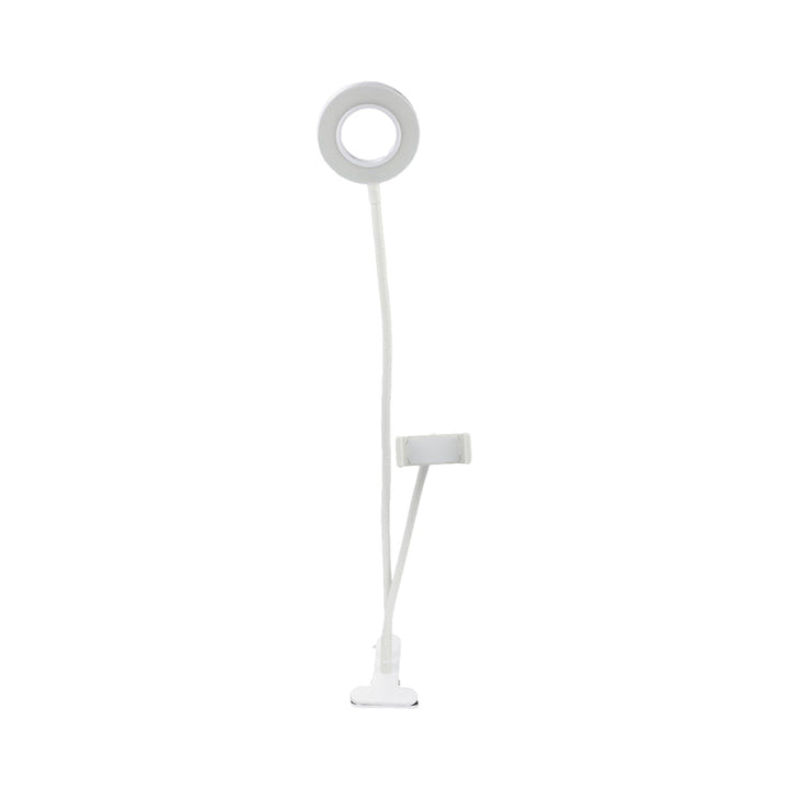 Lisslune | Metal Round USB Mirror Lamp Simplicity Black/White Finish Portable LED Fill Light with Flexible Arm