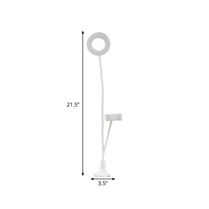 Lisslune | Metal Round USB Mirror Lamp Simplicity Black/White Finish Portable LED Fill Light with Flexible Arm