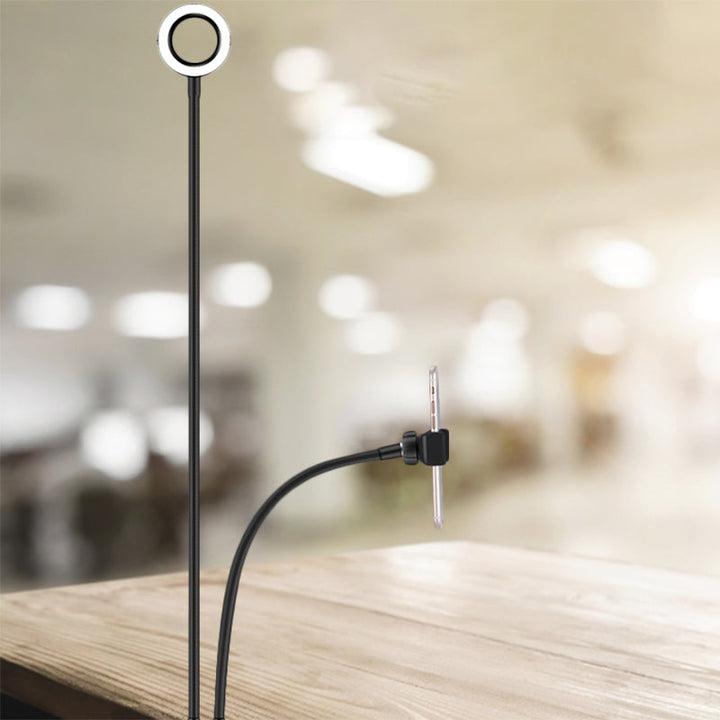 Lisslune | Metal Round USB Mirror Lamp Simplicity Black/White Finish Portable LED Fill Light with Flexible Arm