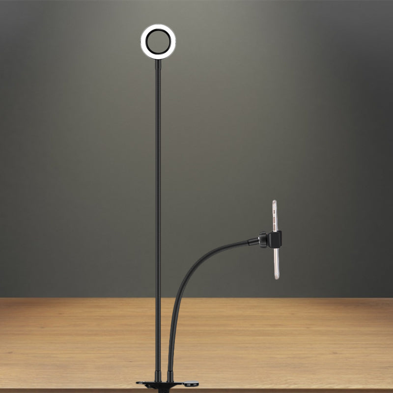 Lisslune | Metal Round USB Mirror Lamp Simplicity Black/White Finish Portable LED Fill Light with Flexible Arm