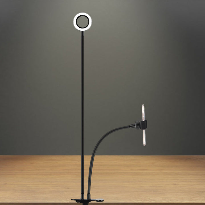 Lisslune | Metal Round USB Mirror Lamp Simplicity Black/White Finish Portable LED Fill Light with Flexible Arm
