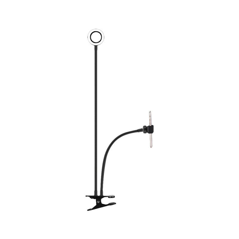 Lisslune | Metal Round USB Mirror Lamp Simplicity Black/White Finish Portable LED Fill Light with Flexible Arm