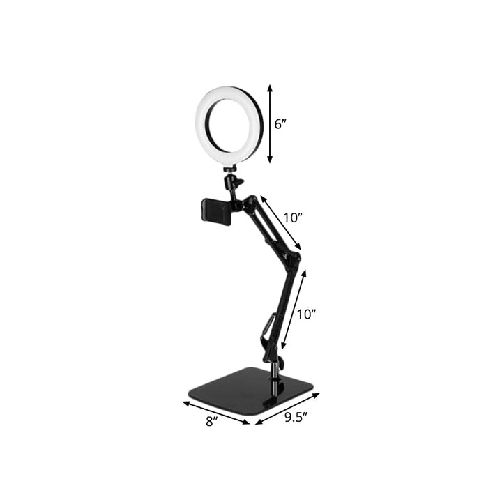 Lisslune | Mobile phone holder LED makeup lamp Modernist black USB refill flash light with round metal shade