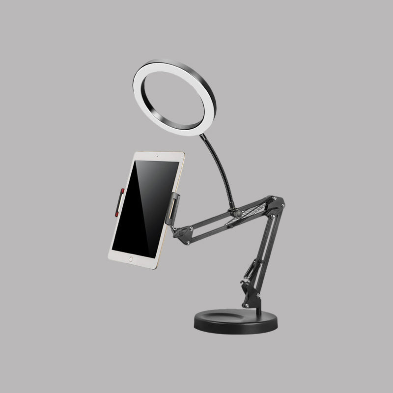 Lisslune | LED Make-Up Light Minimalist Metal Mobile Phone Holder Fill Light in Black with Foldable Arm