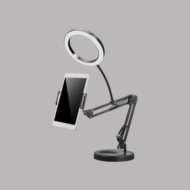 Lisslune | LED Make-Up Light Minimalist Metal Mobile Phone Holder Fill Light in Black with Foldable Arm