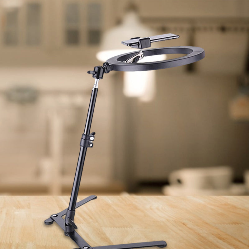 Lisslune | Round Fill Light Modernity Metallic Black Surface LED Make-Up Lamp with USB Connection