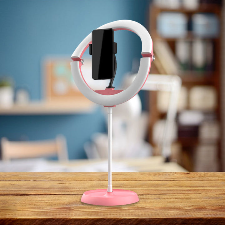 Lisslune | Simple Folded Round Vanity Lamp Metal Mobile Phone Holder LED Fill Light in Black/White/Pink